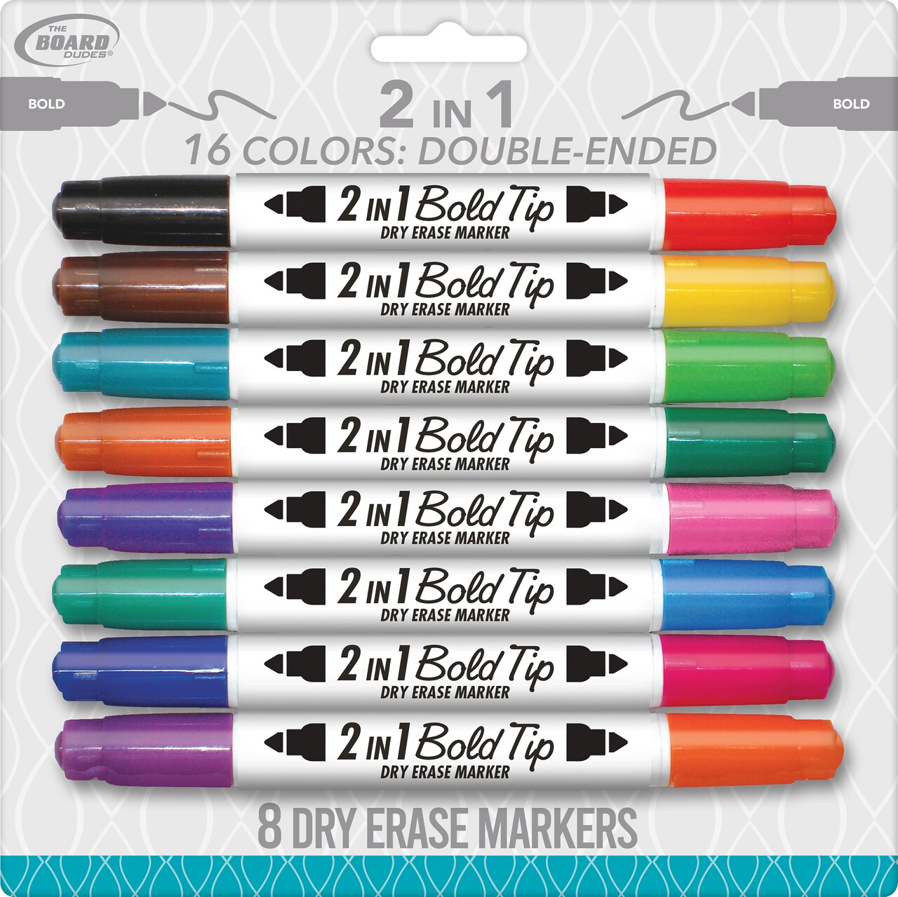 Board Dudes Double Ended Dry Erase Markers 8/Pkg-Assorted
